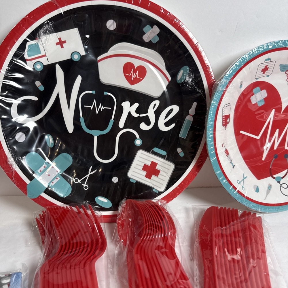NURSE party decorations and table setting for 12 Banner NEW - Picture 2 of 5